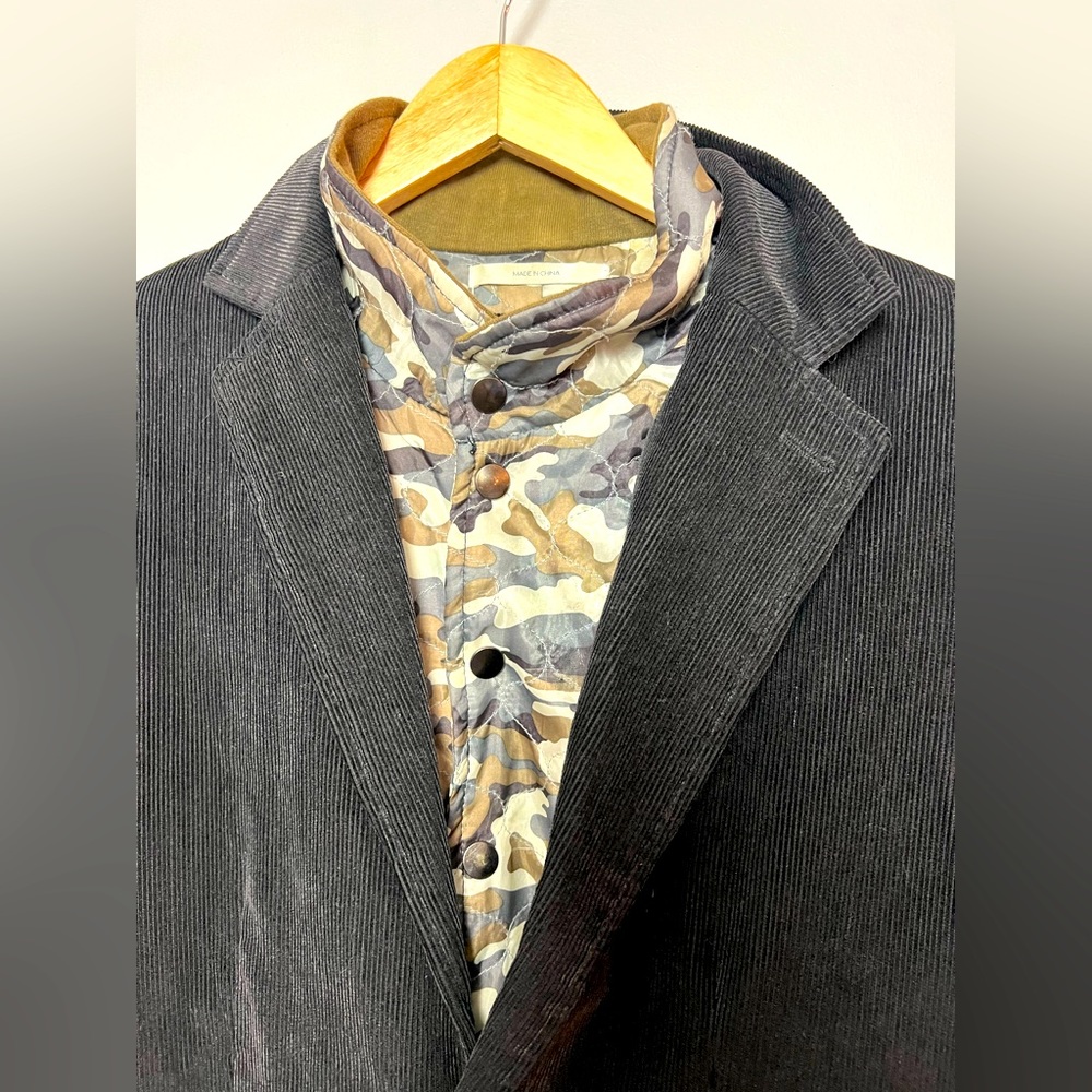 Edge by WD Black Corduroy Jacket with Camouflage inner lining medium - Picture 2 of 11